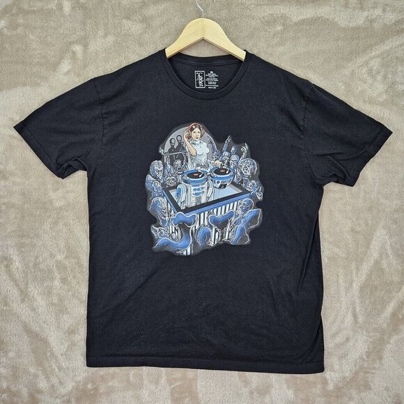 Made in USA Artoo-Detoo R2-D2 T- Shirt Men's Sz XL Robot DJ Spinning Black C1-P8 - Picture 2 of 10